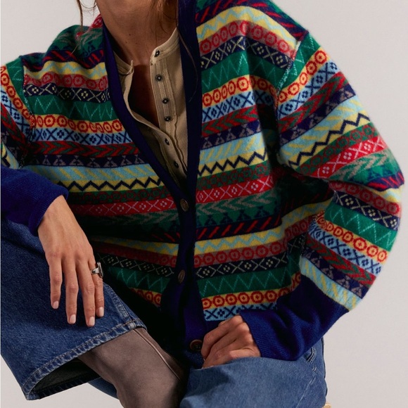 Free People Sweaters - Free People Better Days Cashmere Cardigan Size XS M NWT Patterned Thick Soft